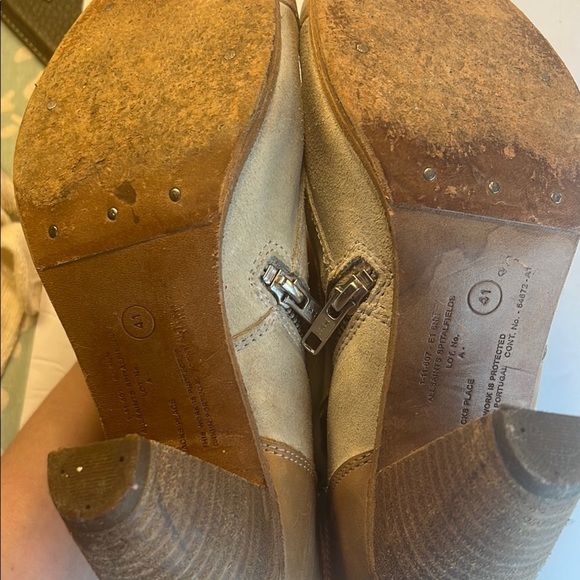 Topshop Women’s Distressed Ankle Boots Tan & Cream Size 41 (US 10 Trendy Vintage - Picture 3 of 4